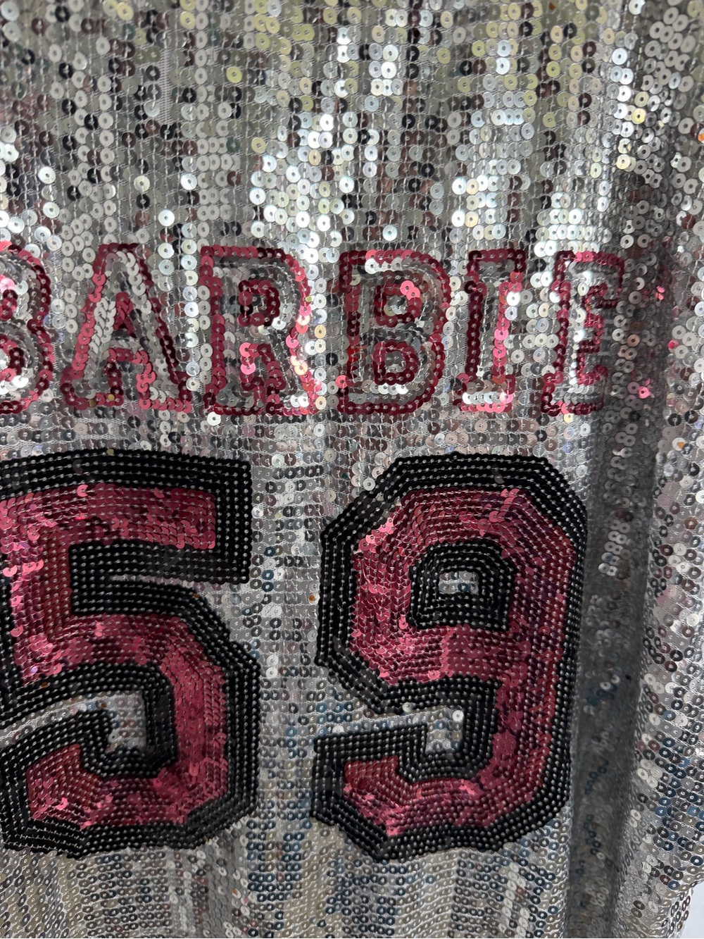 Barbie Sequin Short-Sleeve Tee - Silver with Pink Logo - Picture 5 of 8